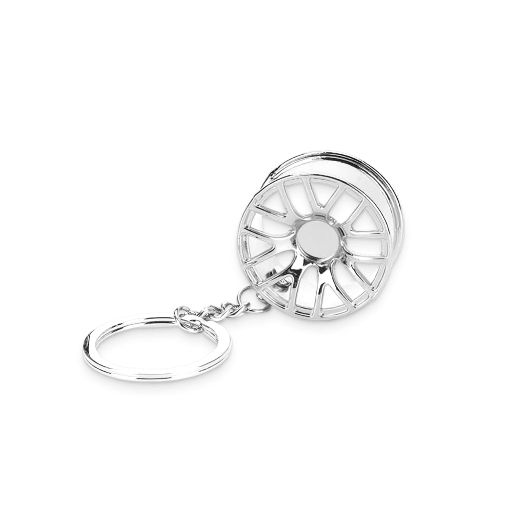 Silver Tire Wheel Keychain