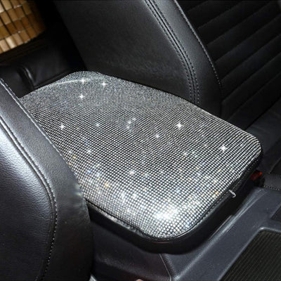 White Bling Rhinestone Center Console Cover