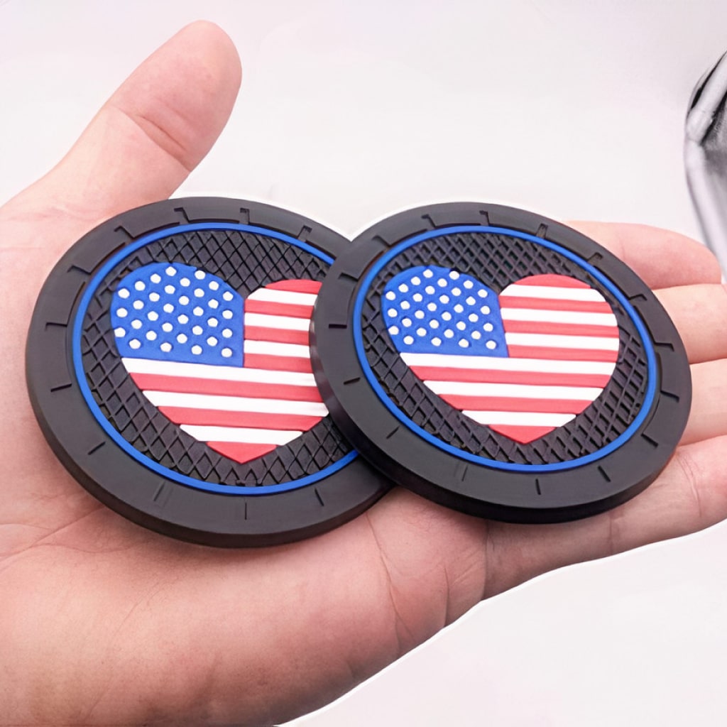 American Flag Heart Coaster